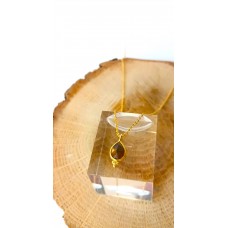 Ασημένιο κολιέ επίχρυσο - δάκρυ με ζιργκόν Topaz (SN238)